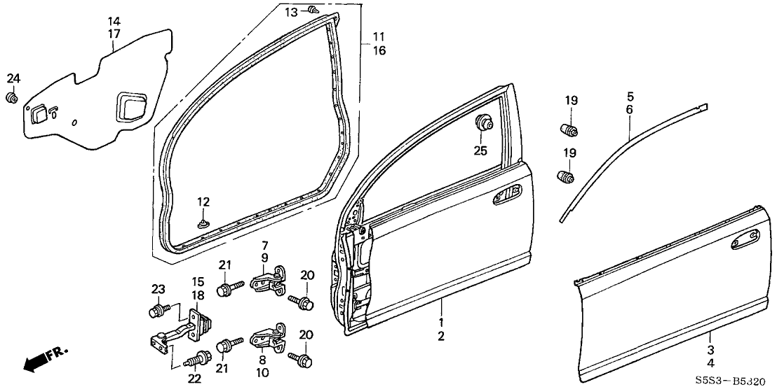 Honda 67151-S5S-305ZZ Skin Set, L. FR. Door