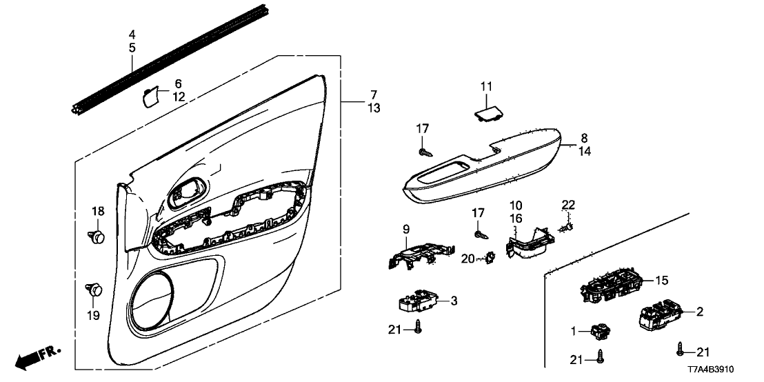 Honda 83552-THX-A11ZC LINING, L. FR. DOOR (LOWER) (TYPEB)