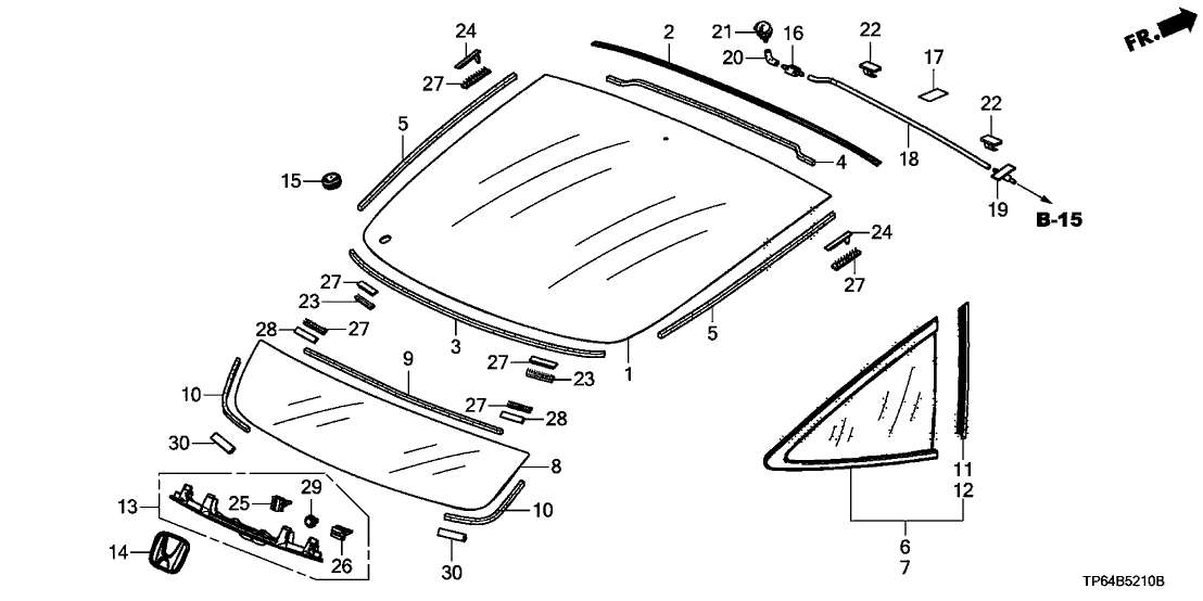 Honda 73211-TP6-A01 Glass Set, RR. Windshield (Privacy)(Pgw)