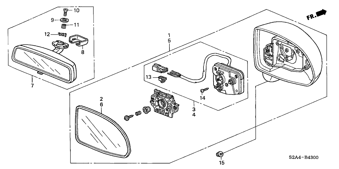 Honda 76200-S2A-A01ZD Mirror Assembly, Passenger Side Door (Silverstone Metallic) (R.C.)