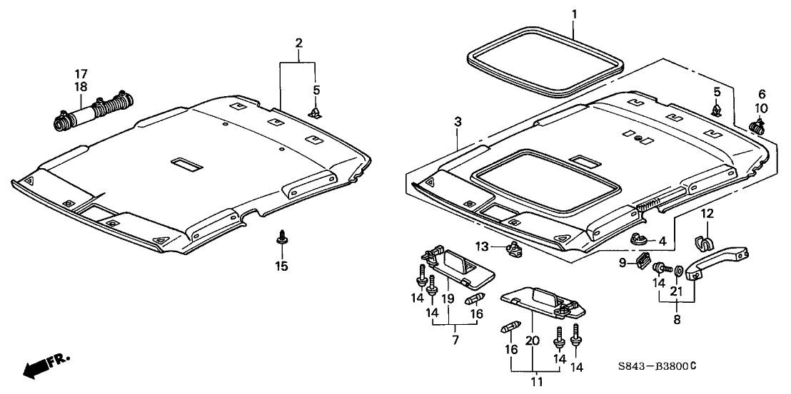 Honda 83200-S84-A21ZB Lining Assy., Roof *NH302L* (Sunroof) (PALE QUARTZ)