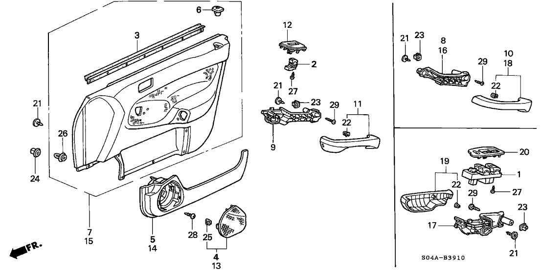 Honda 83533-S04-A22ZA Lining, R. FR. Door *NH178L* (Power Window) (EXCEL CHARCOAL)