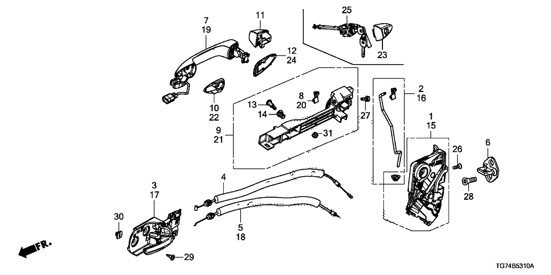 Honda 72110-T7W-A01 Latch Assembly, Right Front Door Power