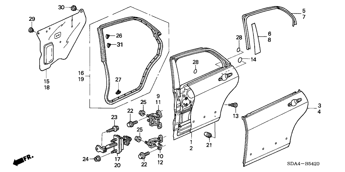 Honda 67910-S5D-A01ZZ Hinge, Right Rear Door (Upper)