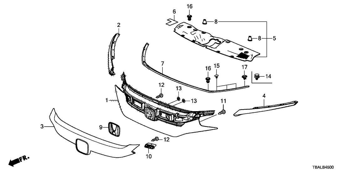 Honda 71125-TEG-A51 MOLDING, FR. GRILLE CENTER