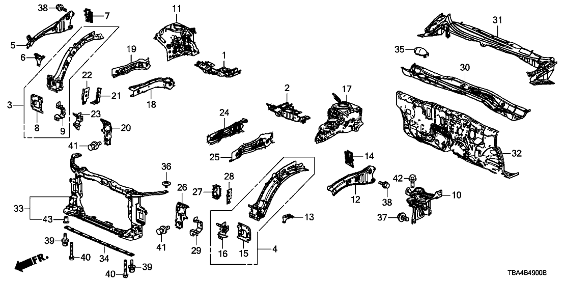 Honda 04684-TBA-A00ZZ Extension Set L,FR Dpr