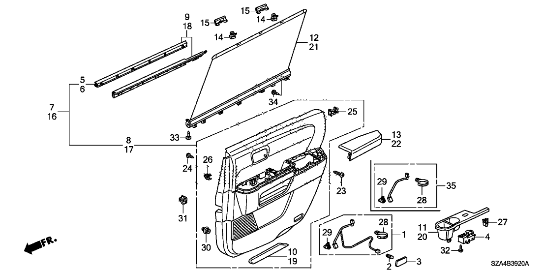 Honda 83701-SZA-A24ZC Lining Assy., R. RR. Door *NH686L* (WARM GRAY)