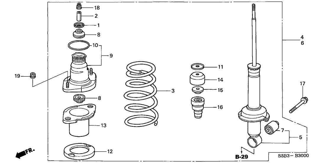 Honda 52620-S5B-A04 Shock Absorber Assembly, Left Rear