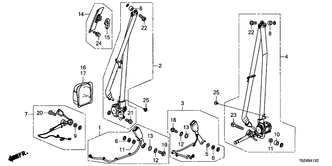 Honda 04818-T6Z-A01ZA Outer Set, Left Front Seat Belt (Shadow Beige)