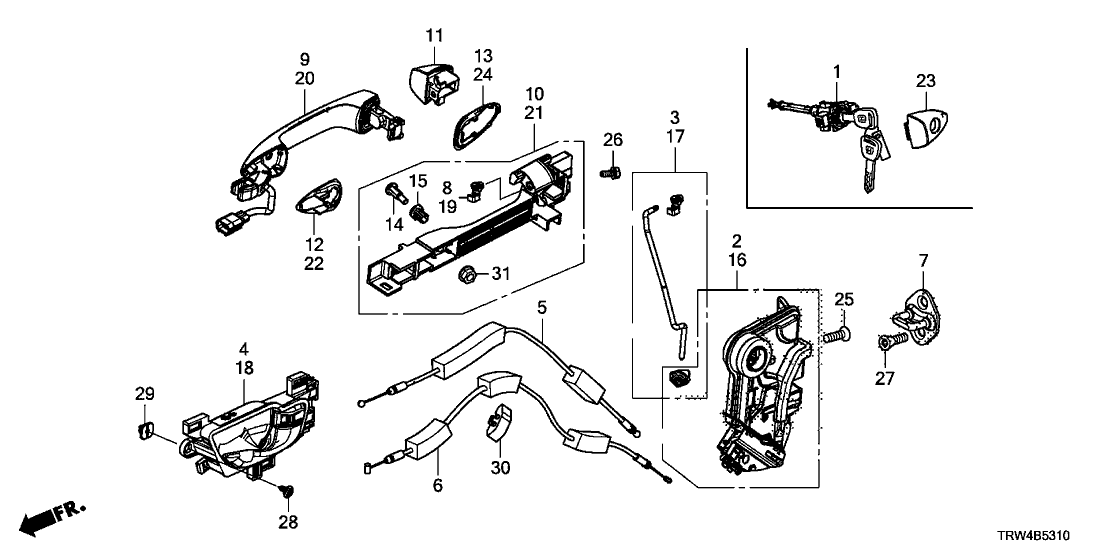 Honda 72110-TRT-A01 Latch Assembly, Front