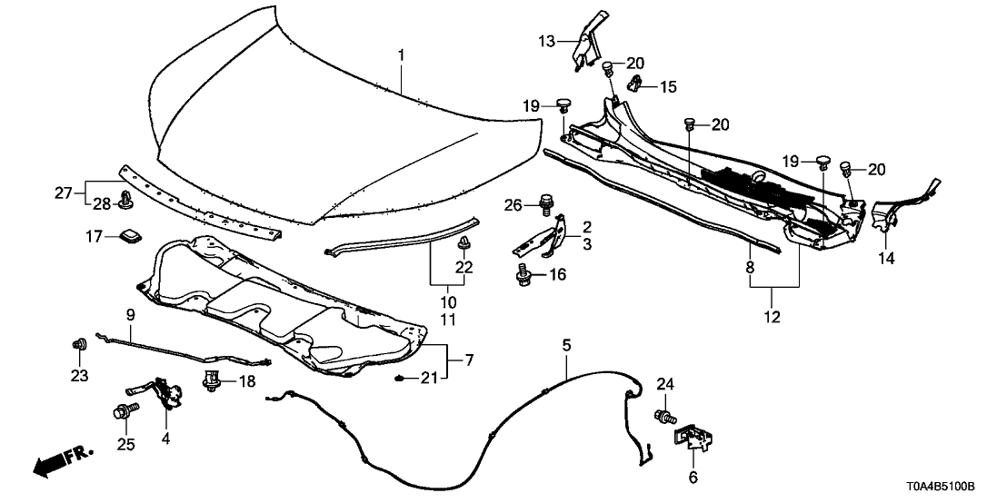 Honda 60100-T0A-A90ZZ Hood Complete (Dot)