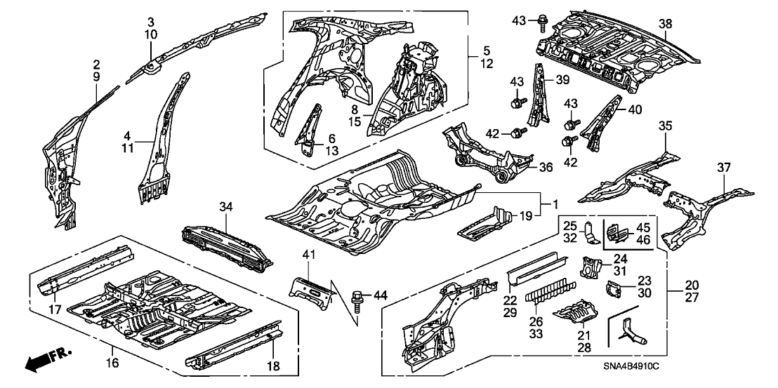 Honda 65610-SNE-A00ZZ Frame, R. RR.