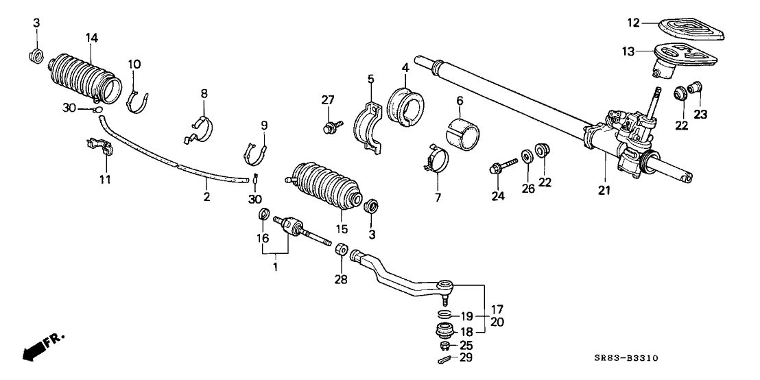 Honda 53601-SR3-A53 Rack, Power Steering (Driver Side)