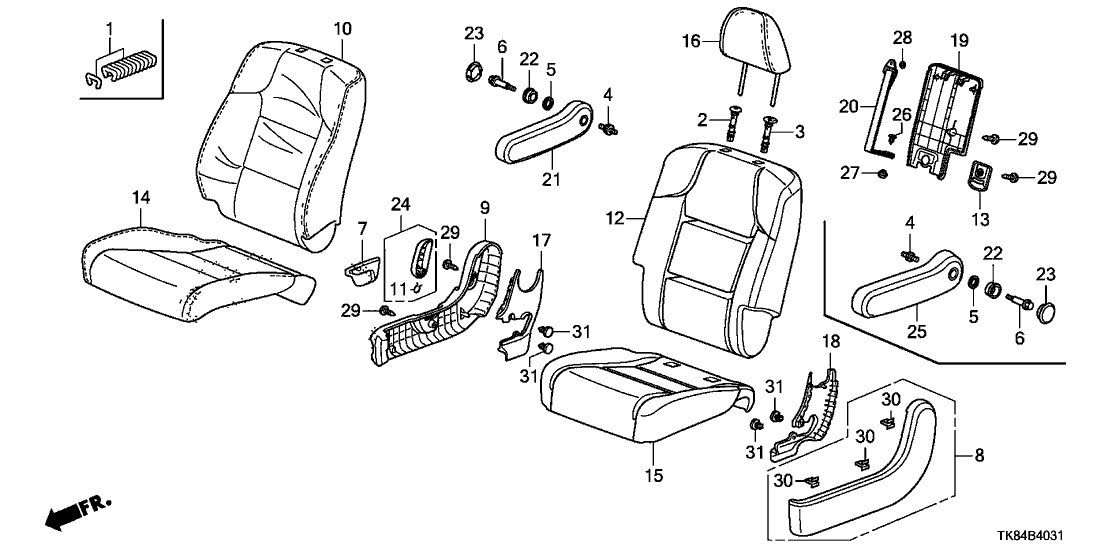 Honda 81380-TK8-A41ZB Armrest Assembly, Passenger Side Middle Seat (Truffle)