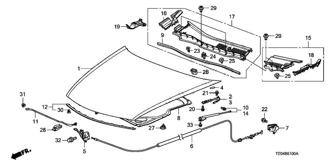 Honda 60100-TE0-A90ZZ Hood, Engine (DOT)