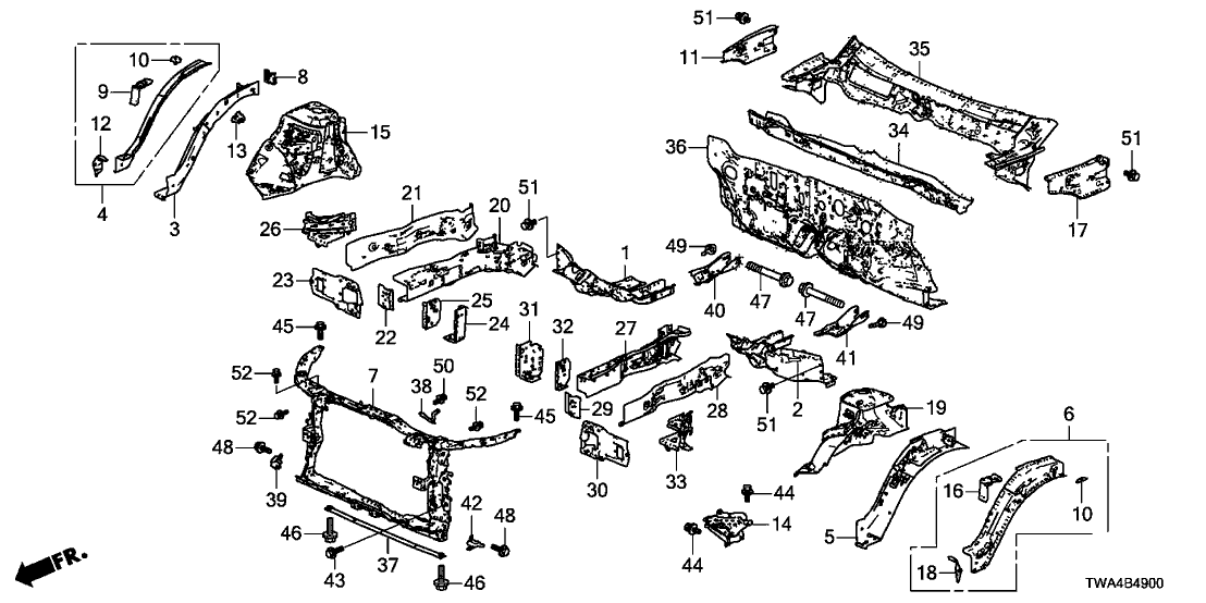 Honda 60911-TWA-305ZZ Frame Set, L. FR. Si