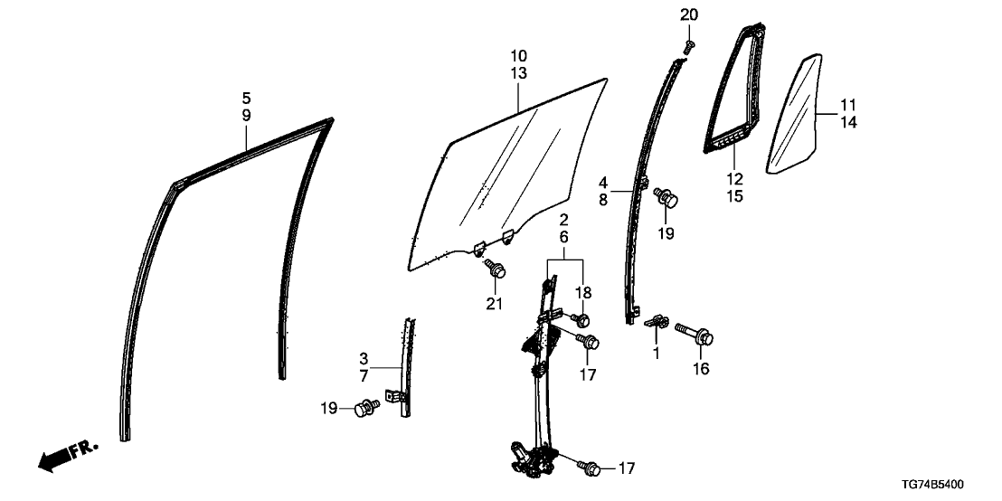 Honda 72730-TG7-A01 Sash, R. RR. Door Center (Lower)