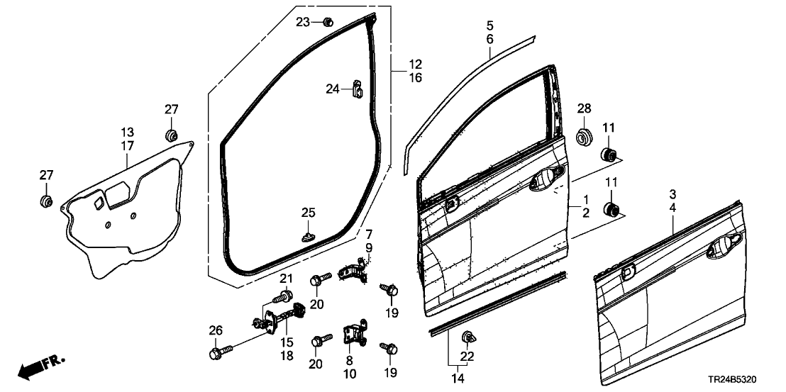 Honda 72310-TR0-J01 Weatherstrip, R. FR. Door