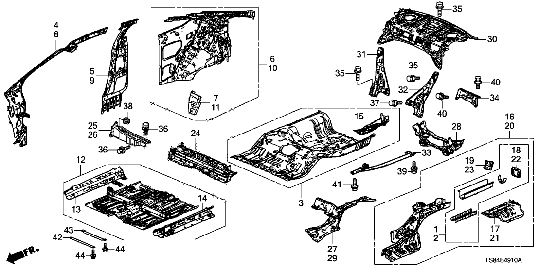 Honda 04655-TR6-A00ZZ Panel Set, RR. Floor