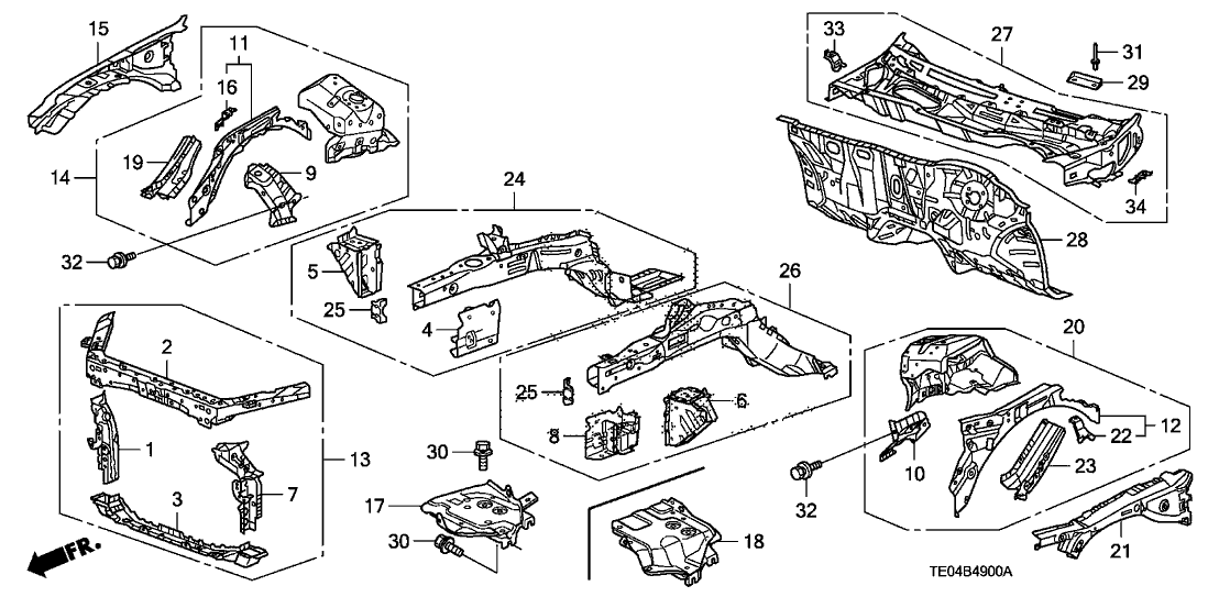 Honda 60400-TE0-A00ZZ Bulkhead, Front