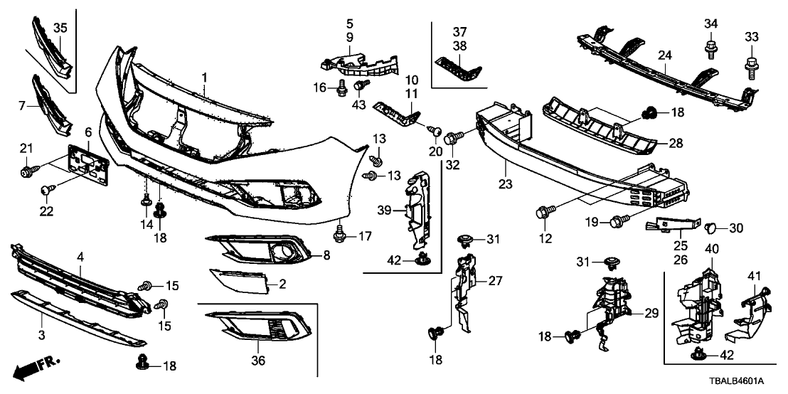 Honda 71190-TEM-M00 Beam, L. FR. Bumper (Upper)