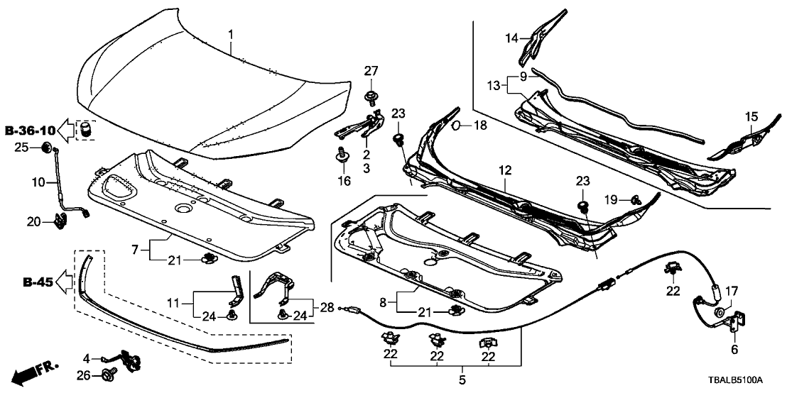 Honda 60100-TEG-A00ZZ Hood, Engine