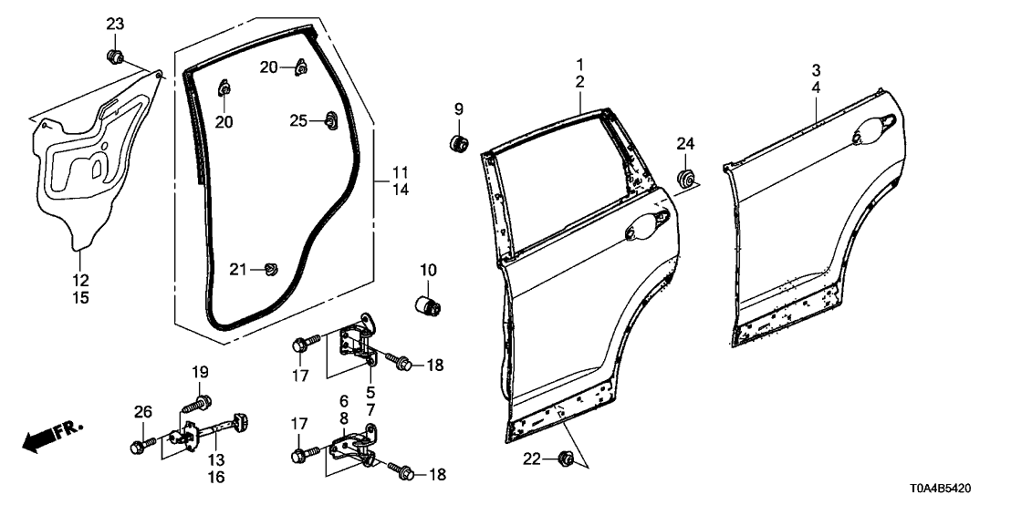 Honda 67550-T0A-A90ZZ Panel Comp,L RR D