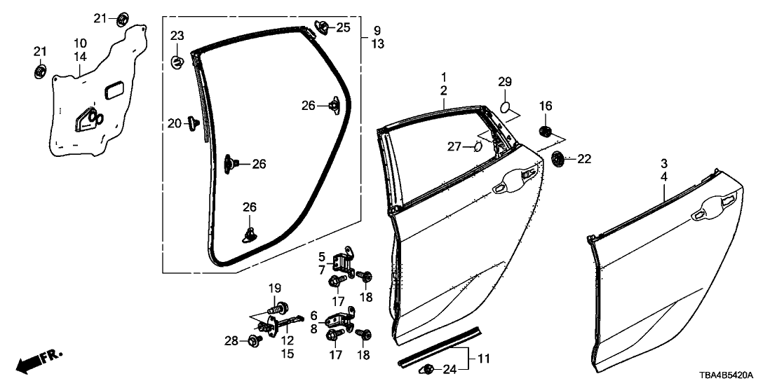 Honda 67651-TBA-305ZZ Skin L, RR Door