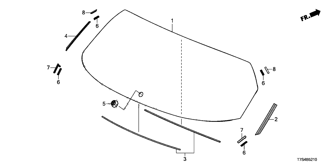 Honda 73211-T7W-A11 Glass Set, RR.