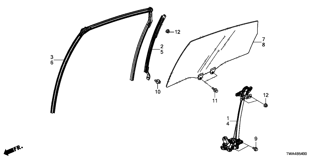 Honda 72731-TVA-A01 Sash, R. RR. Door (Lower)