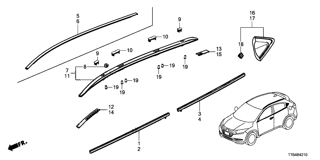 Honda 75257-T7A-J01 Cap A, Roof Rail