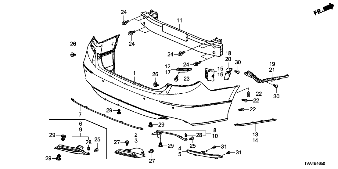 Honda 04715-TVA-F10ZZ W-FACE, RR- BUMPER