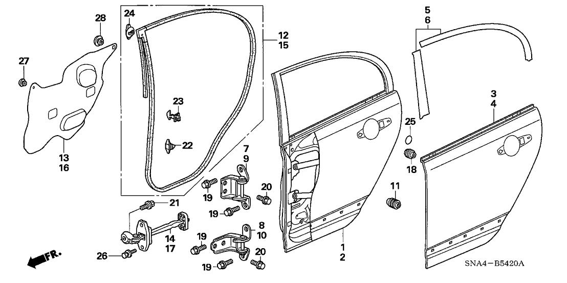 Honda 67920-SNE-A01ZZ Hinge, Right Rear Door (Lower)