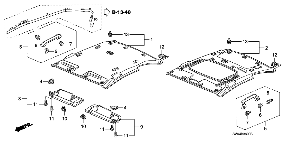 Honda 83200-SVA-A22ZB Lining Assy., Roof *NH598L* (Sliding Roof) (ATLAS GRAY)