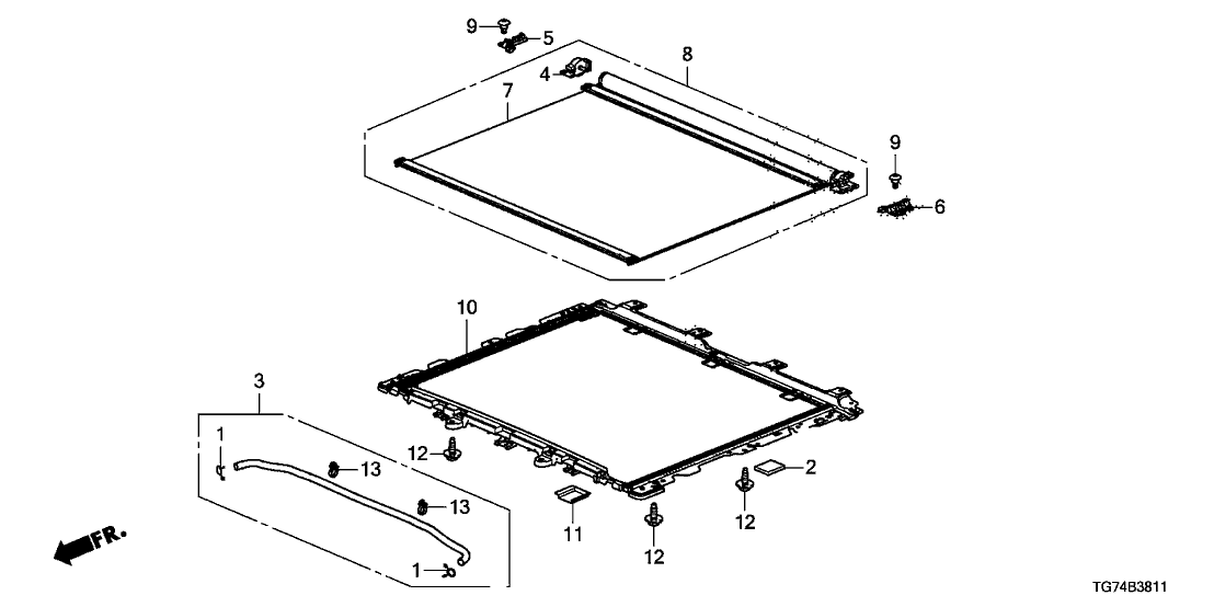 Honda 70650-TG7-A02ZC Sunshade Assembly (Deep Black)