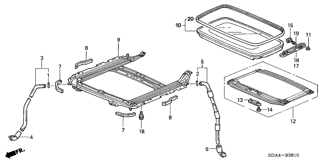 Honda 70200-SDC-A01 Glass Assembly, Roof (Sunroof)