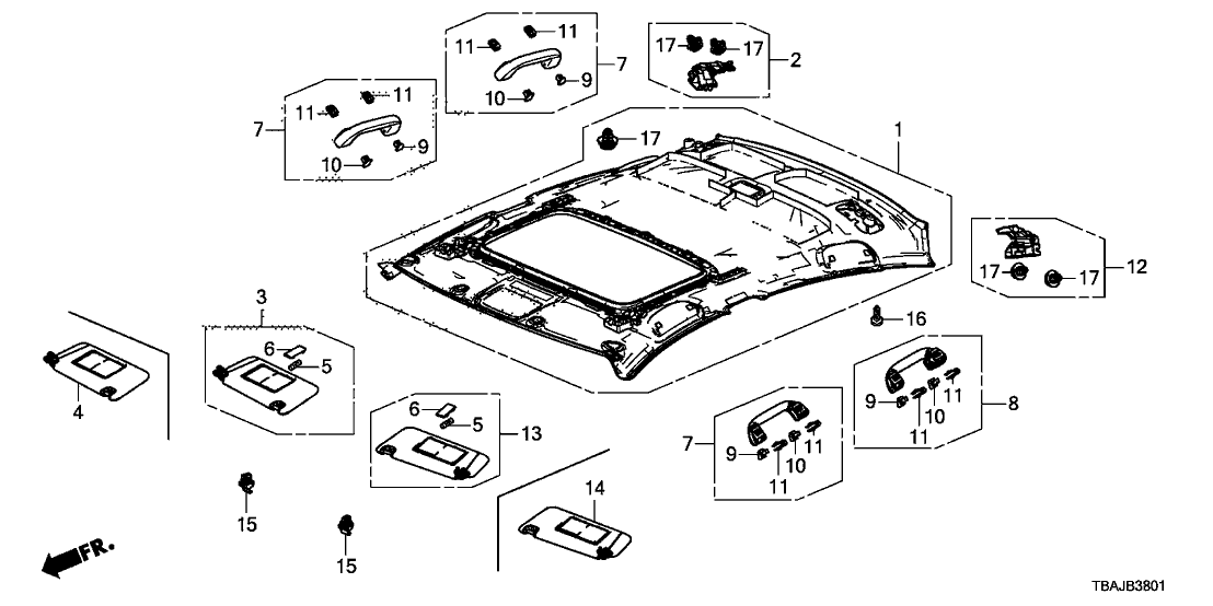 Honda 83200-TBA-L61ZA Lng, Roof *NH882L*