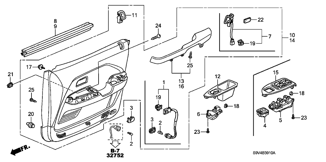 Honda 83583-S9V-A01ZB Armrest Assembly, Left Front Door (Graphite Black)