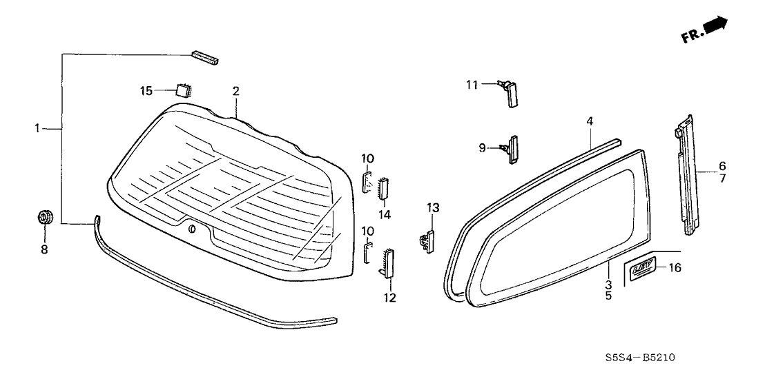 Honda 73211-S5T-A00 Glass Set, Rear Windshield