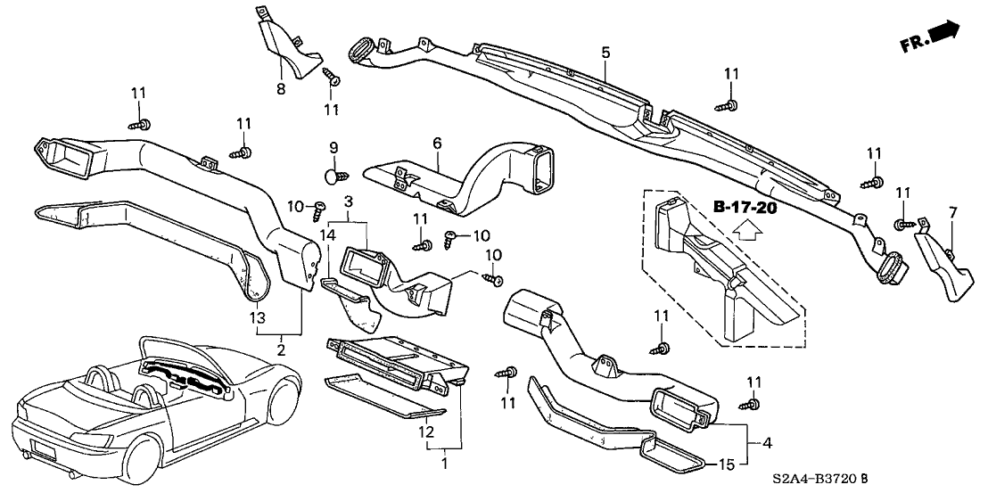 Honda 77430-S2A-A01 Duct, Passenger Air Conditioner