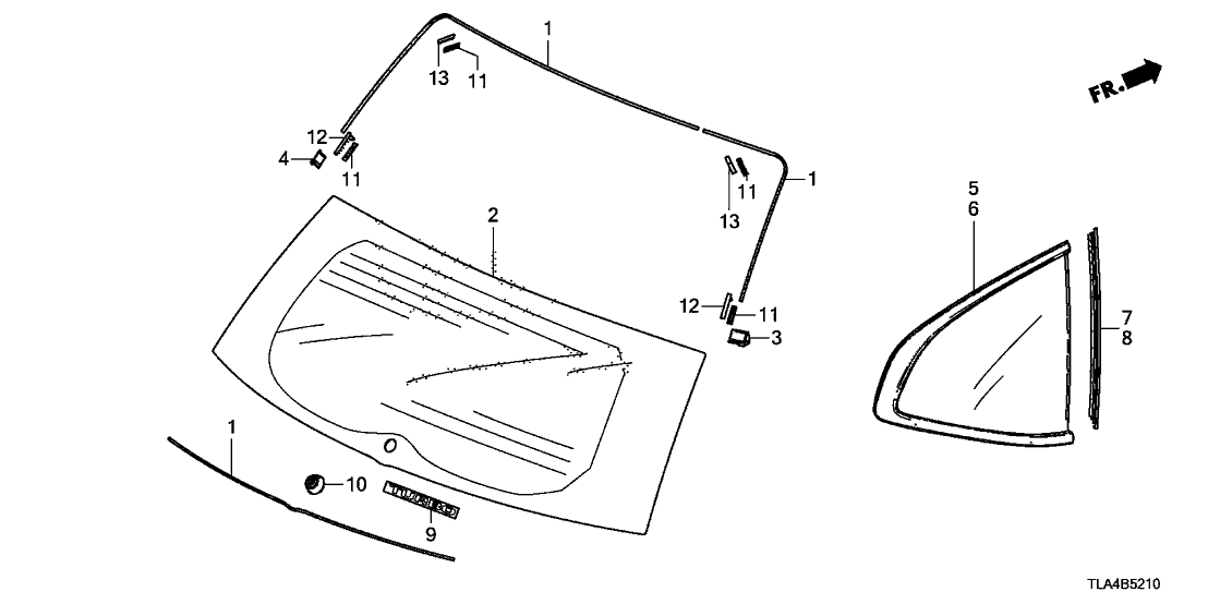 Honda 73512-TNY-A01 GLASS SET, R. QUARTER (PRIVACY)(AGC)