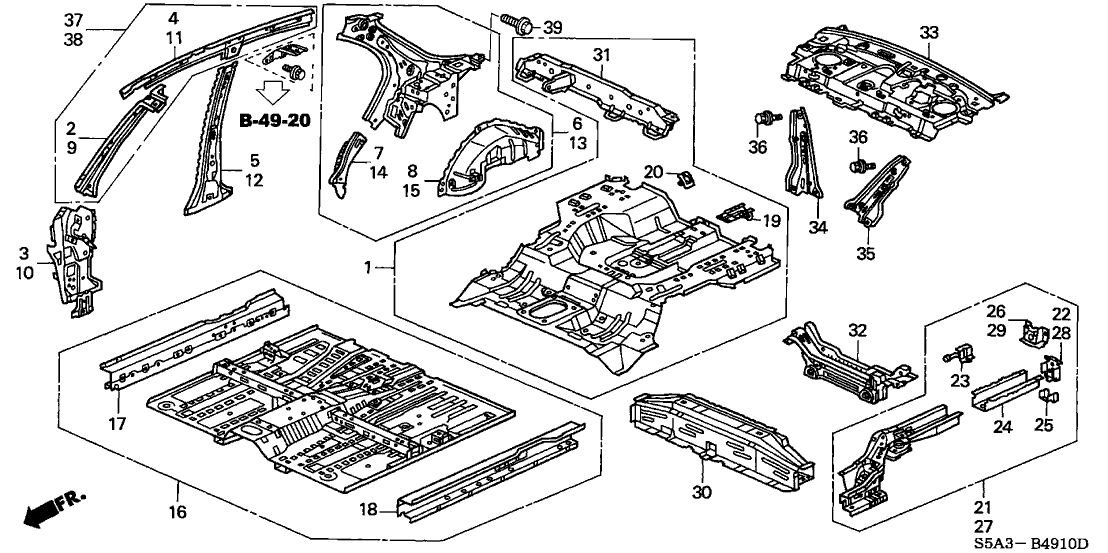 Honda 64700-S5A-A01ZZ Panel, L. RR. Inside