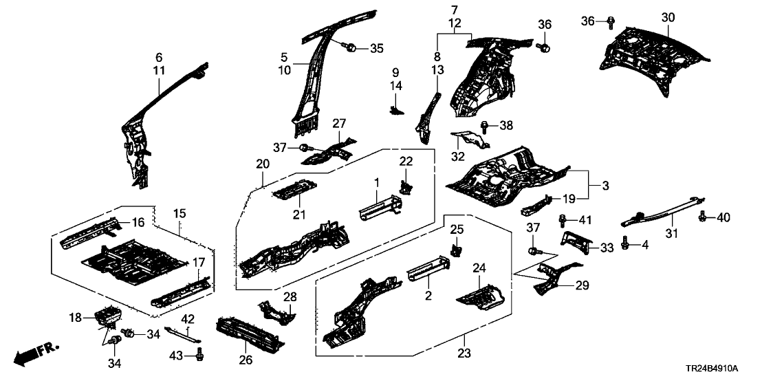 Honda 64115-TR0-A00ZZ Pillar, R. FR.