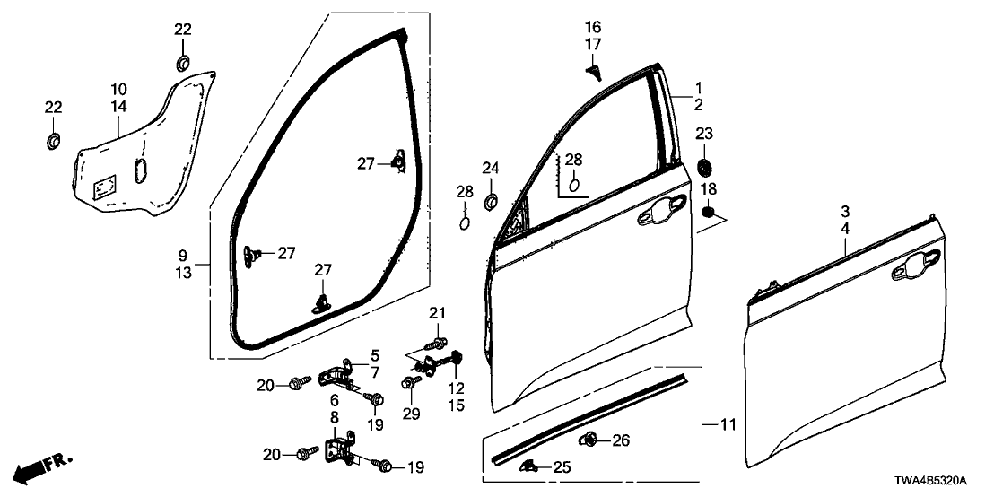 Honda 67151-TVA-305ZZ Skin Set, L. FR. Door