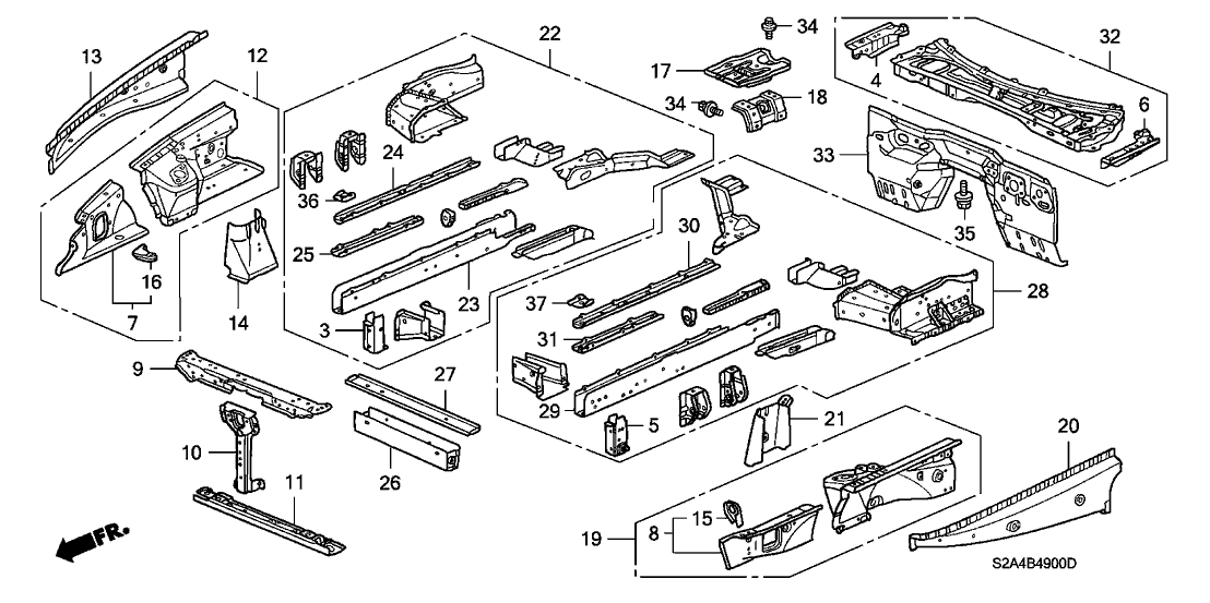 Honda 04642-S2A-A00ZZ Wheelhouse Sub-Set, R. FR.