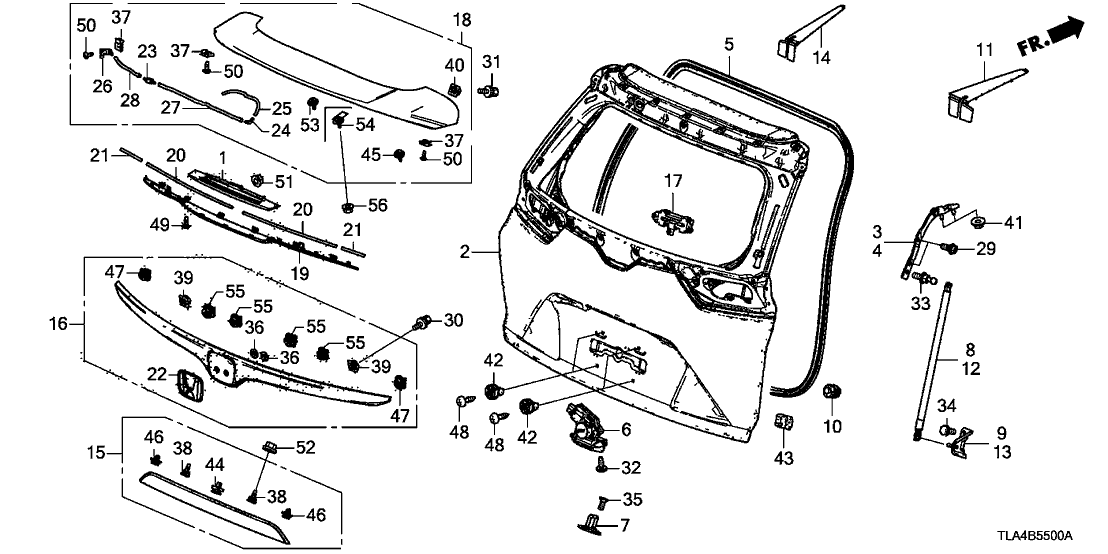 Honda 74823-TLA-A00 Bracket, R. Tailgate Opener Stay (Lower)