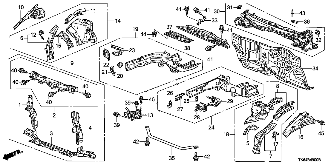 Honda 60400-TK6-A00ZZ Bulkhead, Front