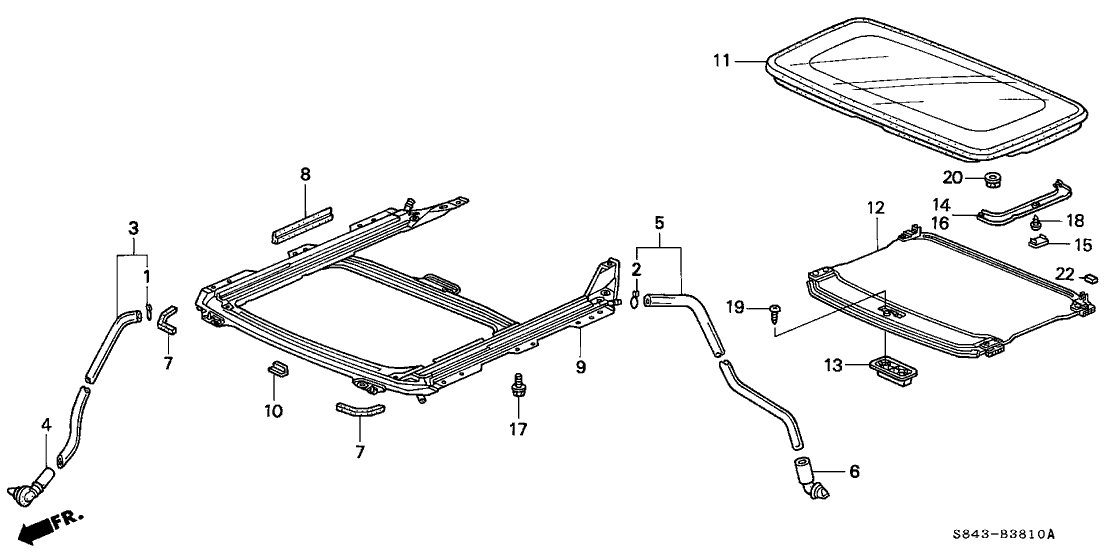 Honda 70200-S4K-A01 Glass Assembly, Roof