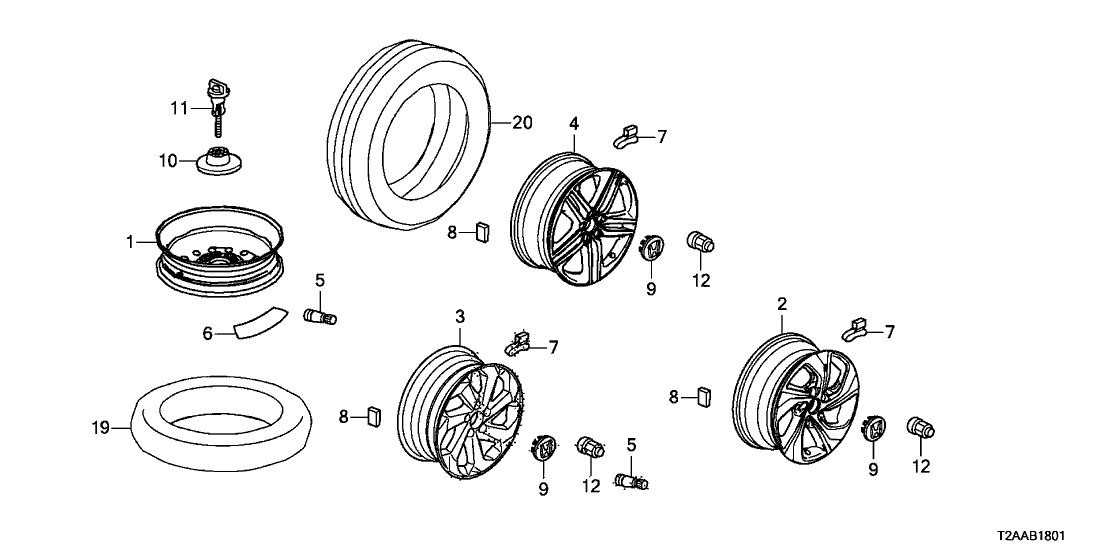 Honda 42700-T2A-L73 Disk, Aluminum Wheel (17X7) (1/2J) (Aap/Hitachi)