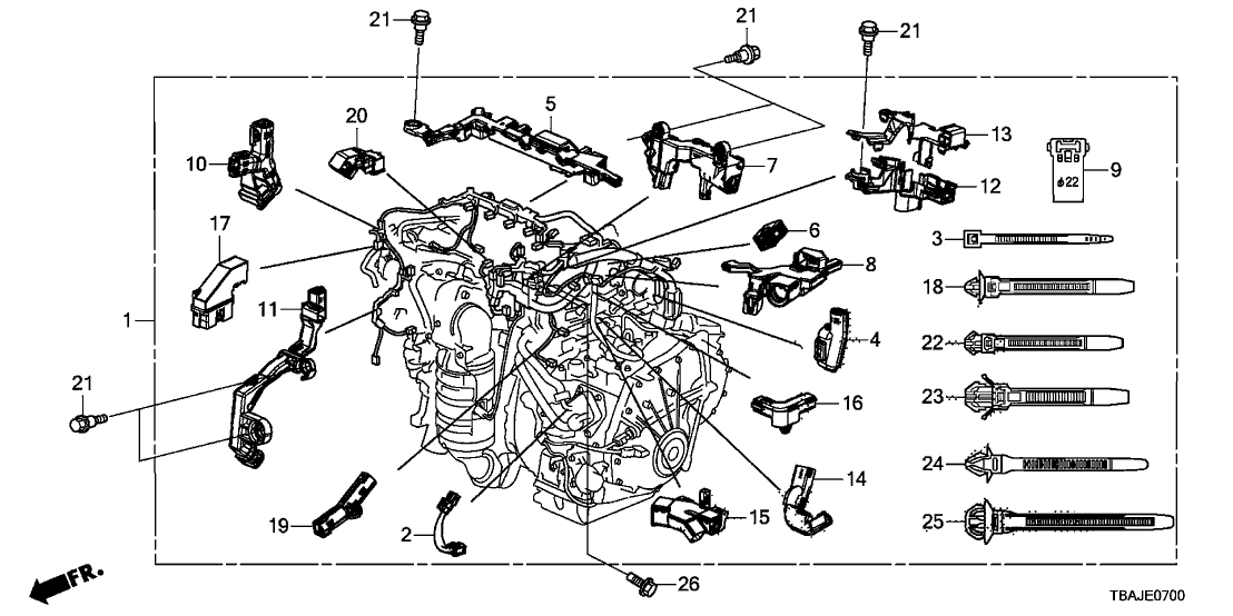 Honda 32110-5AA-A80 WIRE HARNESS, ENGINE